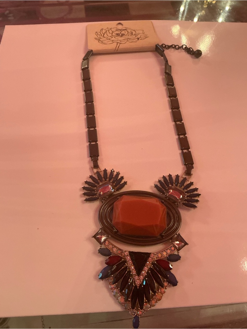 Statement Women’s Necklace in Orange and Purple